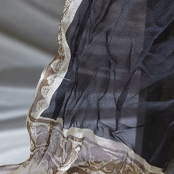 Vtg tri-tone chiffon damask pattern and horse motif - Picture 10 of 11